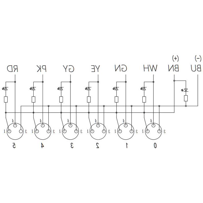 M8 Junction box、Single channel、NPN、6 port 、All-in-one、With LED、PUR flexible cable、Black sheath、23N601-XXX